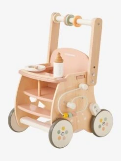 Chariot De Marche Poussette En Bois FSC® Rose - Vertbaudet -Magasin De Jouets chariot de marche poussette en bois fsc 4