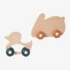 Set De 2 Animaux à Roulettes En Bois Et Silicone Orange - Vertbaudet -Magasin De Jouets set de 2 animaux a roulettes en bois et silicone